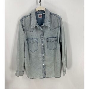Levi’s western pearl snap light wash denim shirt 1X
